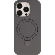 iPhone 15 Pro Case Hülle - Silikon matt MagSafe mit Haltering - Grau