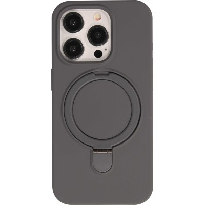 iPhone 14 Pro Max Case Hülle - Silikon matt MagSafe mit Haltering - Grau
