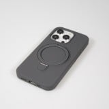 iPhone 15 Pro Max Case Hülle - Silikon matt MagSafe mit Haltering - Grau