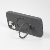 iPhone 15 Pro Case Hülle - Silikon matt MagSafe mit Haltering - Grau
