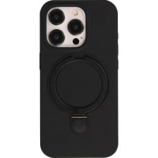 iPhone 15 Pro Max Case Hülle - Silikon matt MagSafe mit Haltering - Schwarz