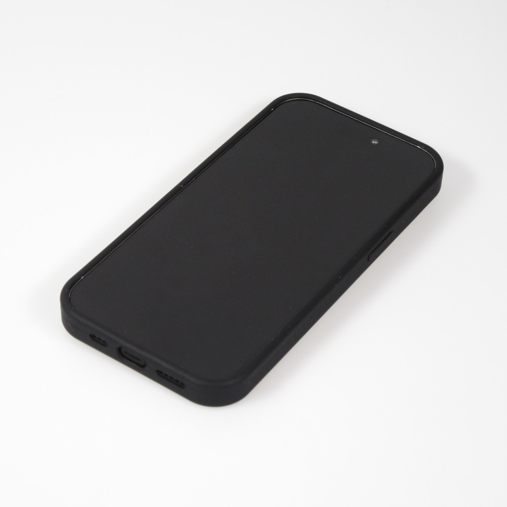 iPhone 15 Pro Case Hülle - Silikon matt MagSafe mit Haltering - Schwarz