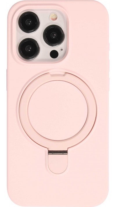 Coque iPhone 15 Pro Max - Silicone mat MagSafe avec anneau de support - Rose