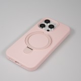 Coque iPhone 15 Pro - Silicone mat MagSafe avec anneau de support - Rose