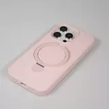 Coque iPhone 15 Pro Max - Silicone mat MagSafe avec anneau de support - Rose