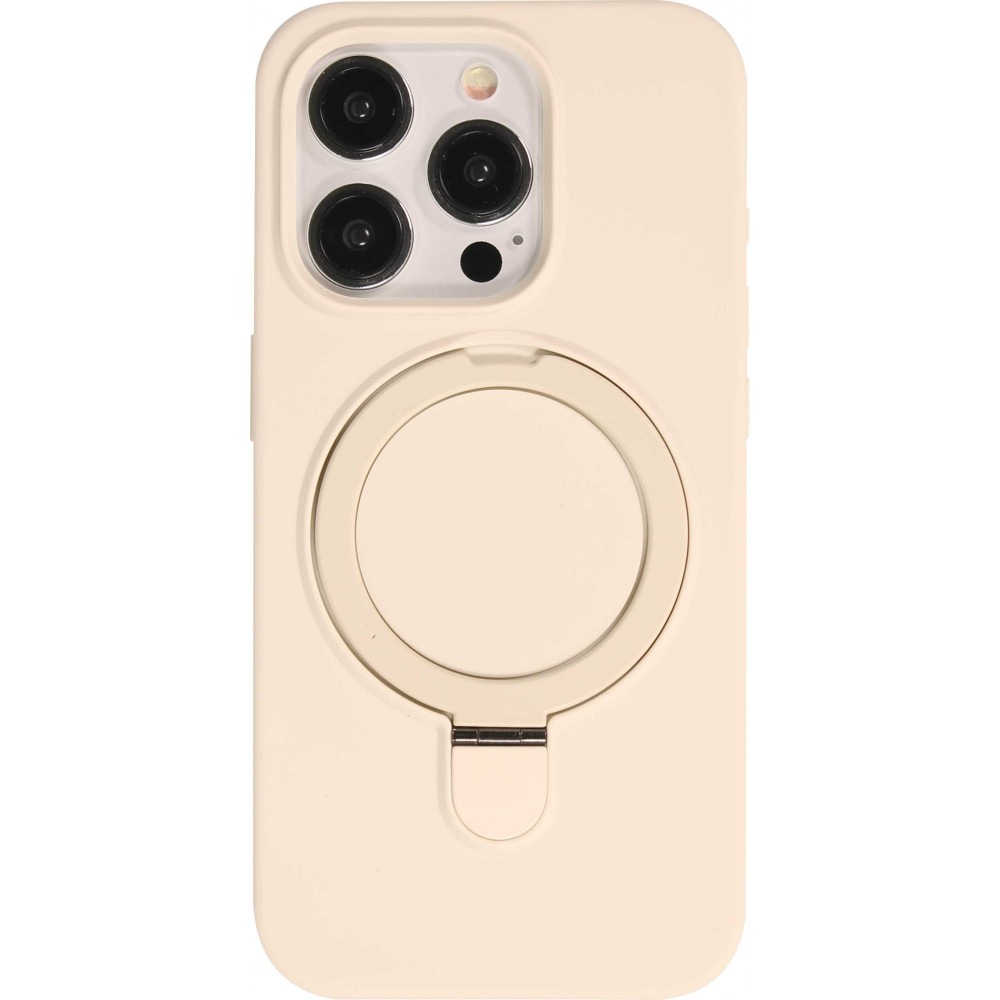 Coque iPhone 14 Pro Max - Silicone mat MagSafe avec anneau de support - Vanille