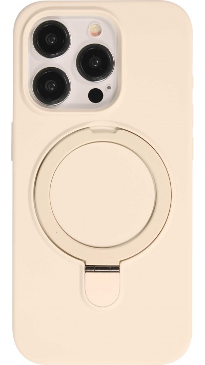 Coque iPhone 14 Pro - Silicone mat MagSafe avec anneau de support - Vanille