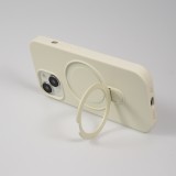 Coque iPhone 15 Pro - Silicone mat MagSafe avec anneau de support - Vanille