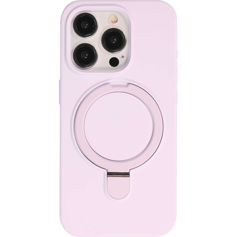 Coque iPhone 14 Pro Max - Silicone mat MagSafe avec anneau de support - Violet clair