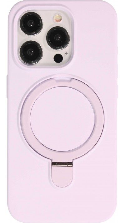 Coque iPhone 14 Pro - Silicone mat MagSafe avec anneau de support - Violet clair