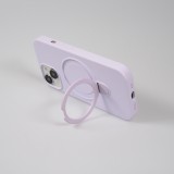 Coque iPhone 15 Pro Max - Silicone mat MagSafe avec anneau de support - Violet clair