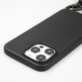 Coque iPhone 14 Pro Max - Silicone mat avec lanière et mousqueton en fer - Noir