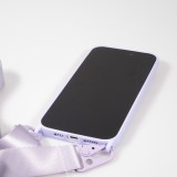 Coque iPhone 14 Pro Max - Silicone mat avec lanière et mousqueton en fer - Violet clair