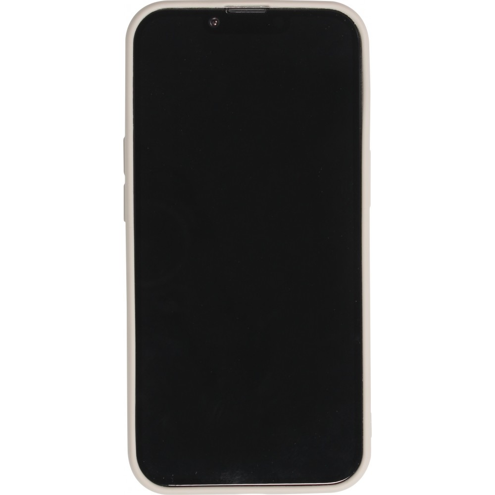 iPhone 14 Pro Case Hülle - Silikon matt Herzdesign gold - Grau