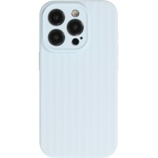 iPhone 14 Pro Max Case Hülle - Mattes Soft-Touch-Silikon mit Relieflinien - Hellblau