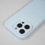iPhone 14 Pro Max Case Hülle - Mattes Soft-Touch-Silikon mit Relieflinien - Hellblau