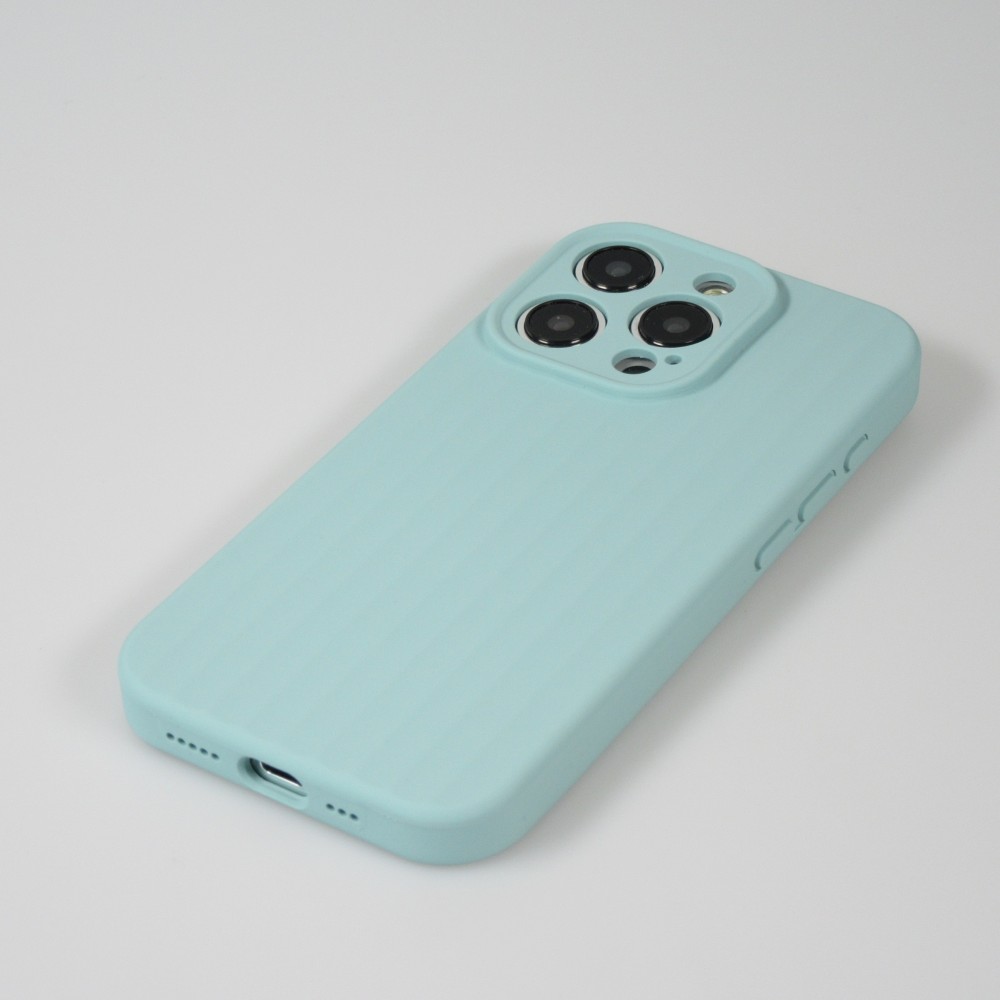 iPhone 15 Pro Max Case Hülle - Mattes Soft-Touch-Silikon mit Relieflinien - Türkis
