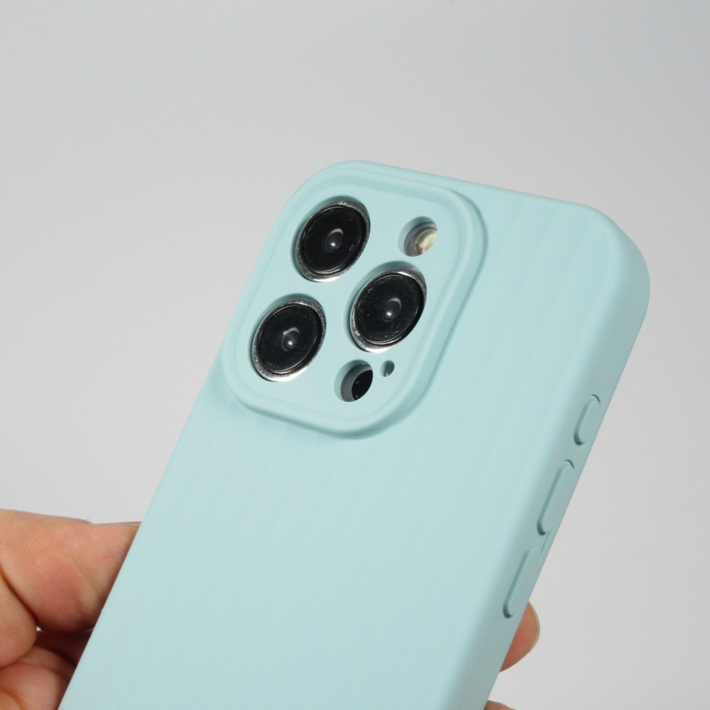 iPhone 15 Pro Max Case Hülle - Mattes Soft-Touch-Silikon mit Relieflinien - Türkis