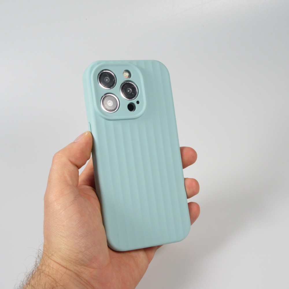 iPhone 15 Pro Max Case Hülle - Mattes Soft-Touch-Silikon mit Relieflinien - Türkis