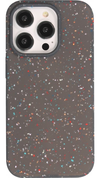 Coque iPhone 14 Pro - Silicone recomposé avec points multicolores Sensation Dots - Noir