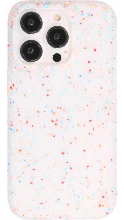Coque iPhone 14 Pro - Silicone recomposé avec points multicolores Sensation Dots - Transparent