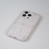 iPhone 14 Pro Case Hülle - Silikon neu zusammengesetzt mit mehrfarbigen Punkten Sensation Dots - Transparent