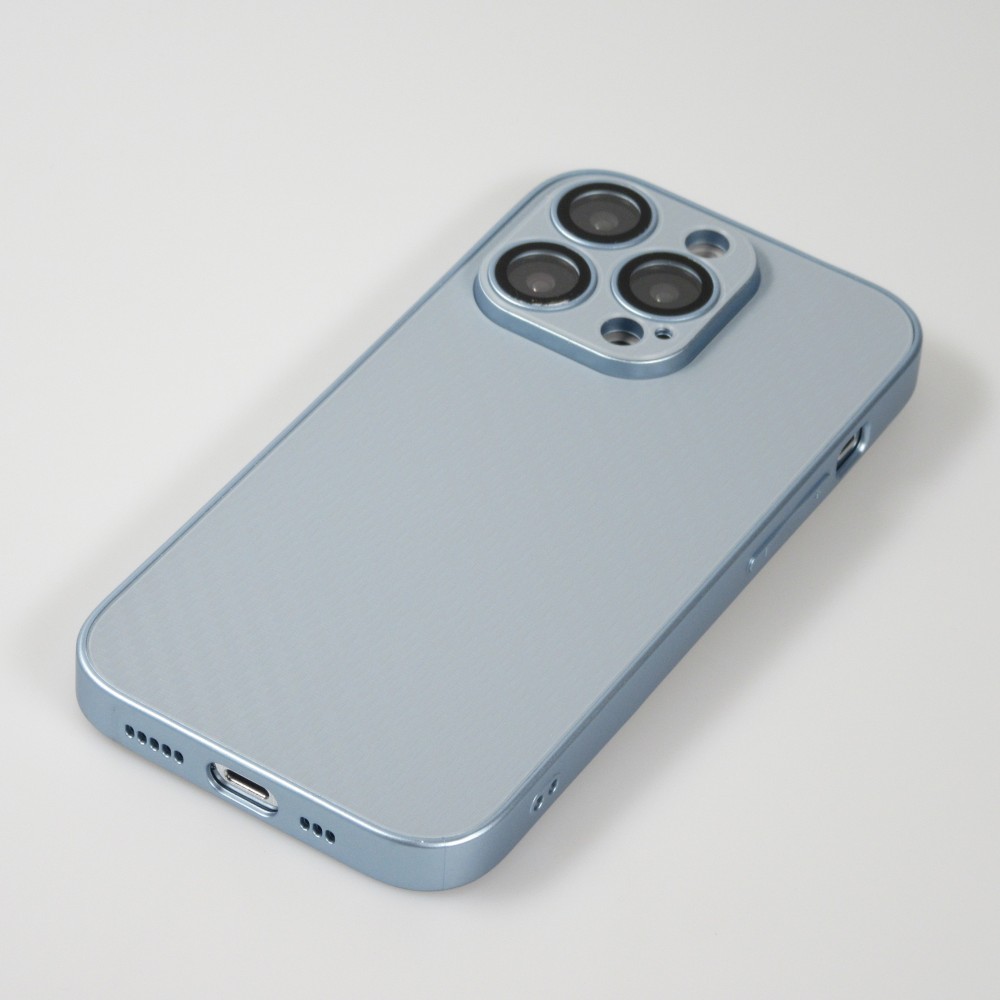 iPhone 14 Pro Max Case Hülle - Straffes Silikon mit Karbon Look + Kameraschutz - Hellblau
