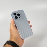 iPhone 14 Pro Max Case Hülle - Straffes Silikon mit Karbon Look + Kameraschutz - Hellblau