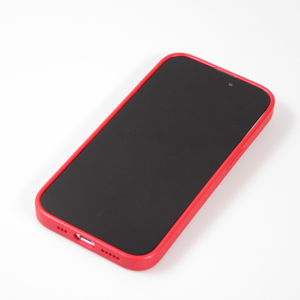 iPhone 14 Pro Max Case Hülle - Straffes Silikon mit Karbon Look + Kameraschutz - Rot