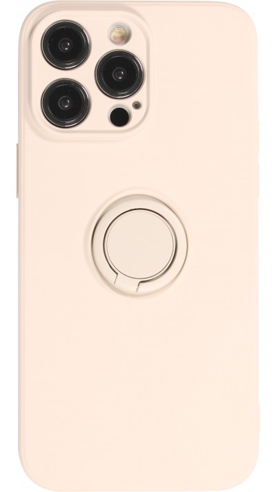 iPhone 14 Pro Case Hülle - Soft Touch mit Ring - Beige