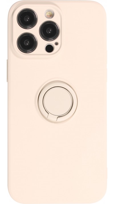 Coque iPhone 14 Pro - Soft Touch avec anneau - Beige