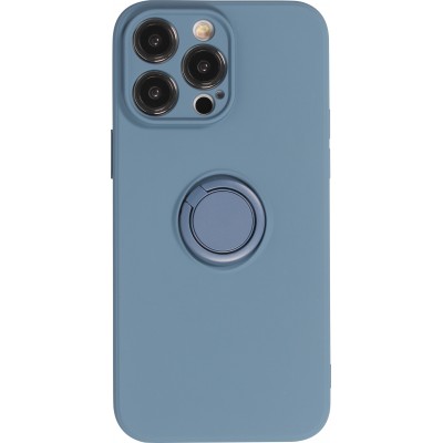 Coque iPhone 14 Pro - Soft Touch avec anneau - Bleu