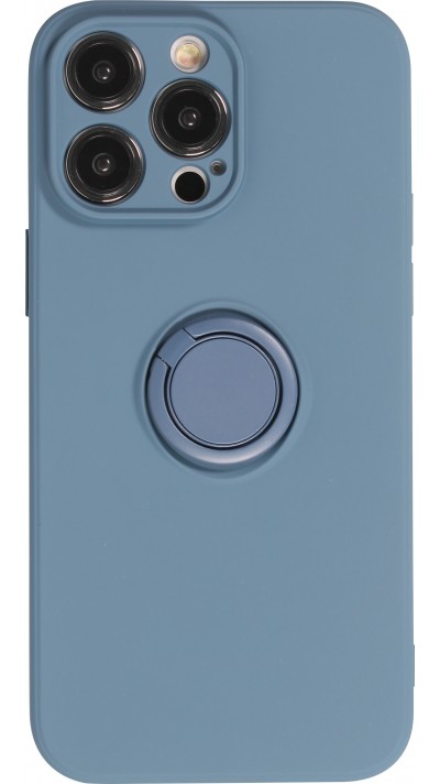 Coque iPhone 14 Pro Max - Soft Touch avec anneau - Bleu