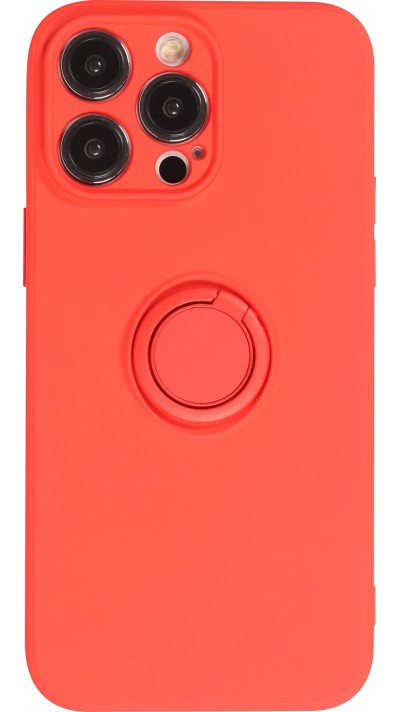 Coque iPhone 14 Pro Max - Soft Touch avec anneau - Rouge