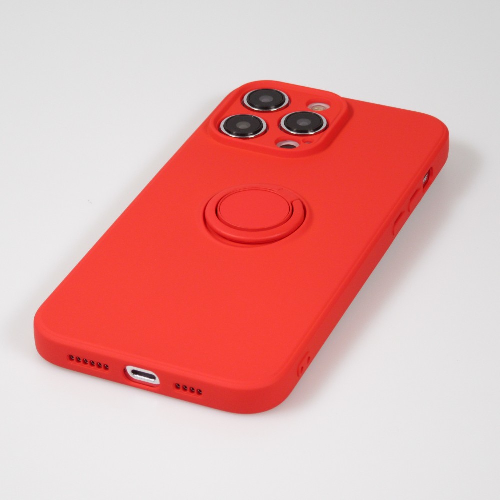 Coque iPhone 14 Pro - Soft Touch avec anneau - Rouge