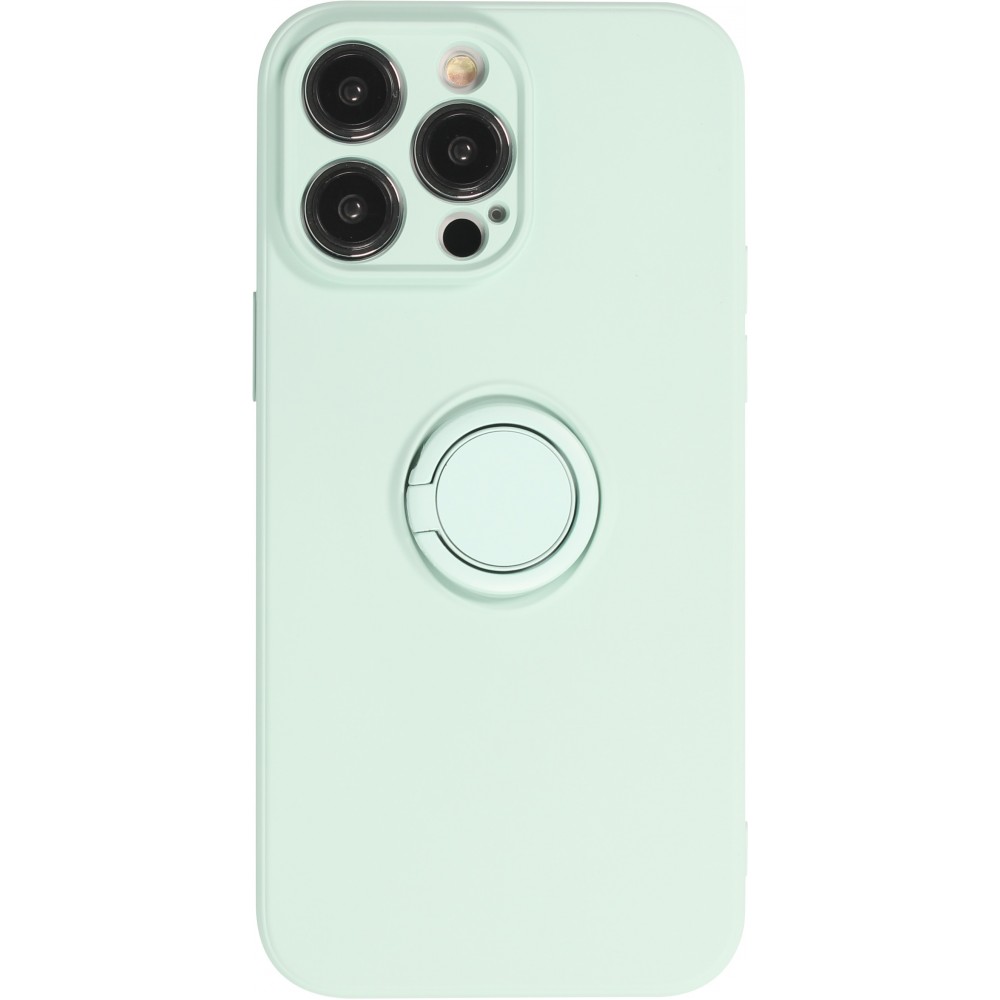 Coque iPhone 14 Pro Max - Soft Touch avec anneau - Turquoise