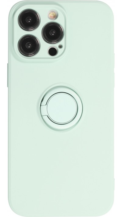 Coque iPhone 14 Pro - Soft Touch avec anneau - Turquoise