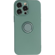 Coque iPhone 14 Pro - Soft Touch avec anneau - Vert foncé