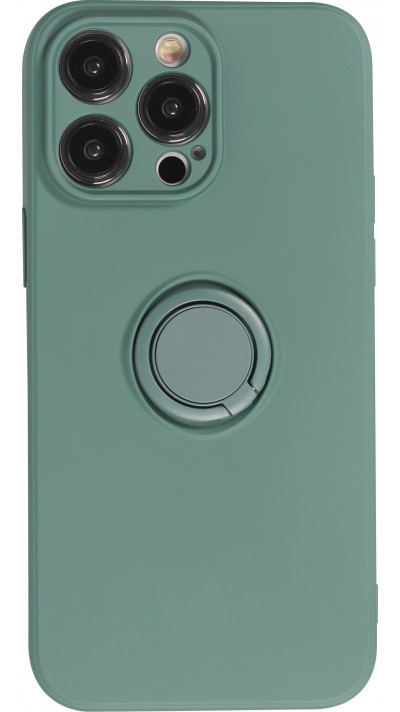 Coque iPhone 14 Pro - Soft Touch avec anneau - Vert foncé