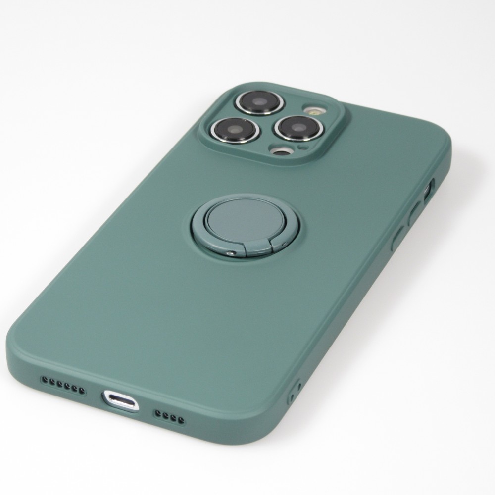 Coque iPhone 14 Pro Max - Soft Touch avec anneau - Vert foncé