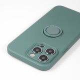 Coque iPhone 14 Pro - Soft Touch avec anneau - Vert foncé