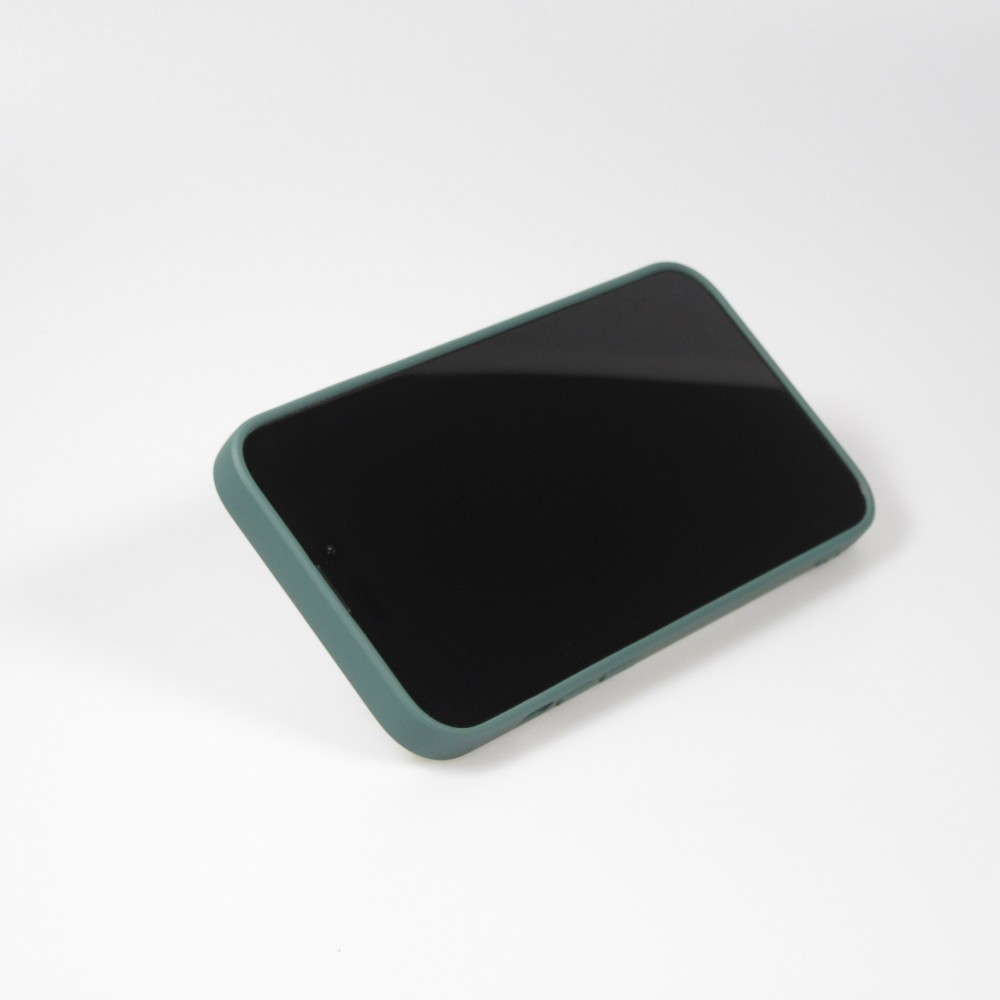 Coque iPhone 14 Pro - Soft Touch avec anneau - Vert foncé