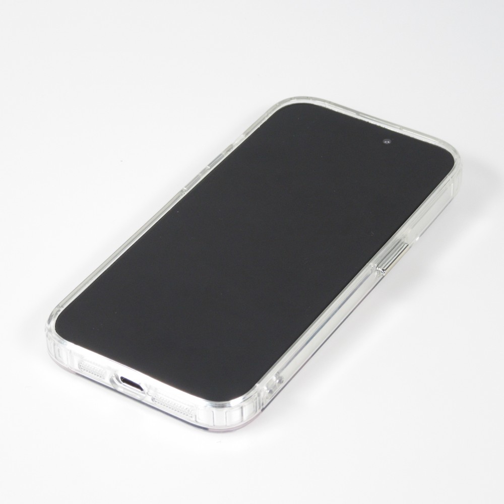 Coque iPhone 15 Pro - Silicone transparent Many Hearts avec effet miroir