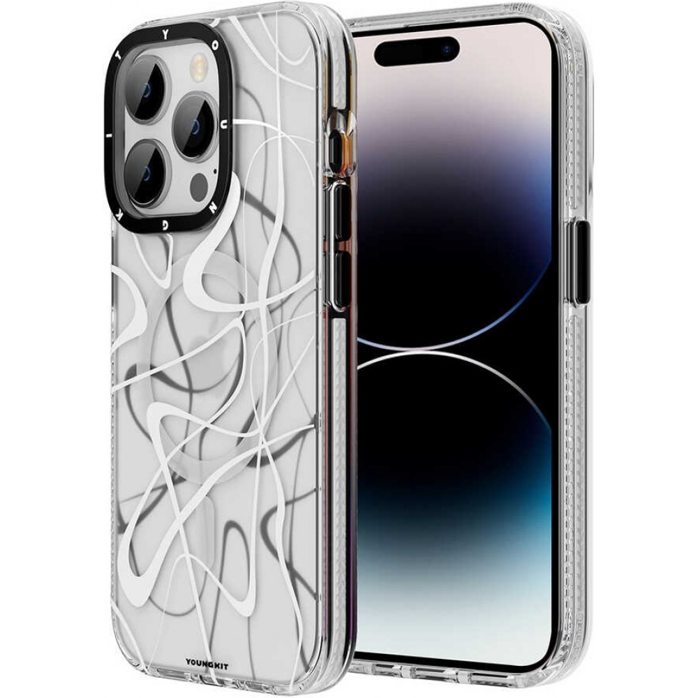 Coque iPhone 14 Pro - Youngkit Ink Series semi-transparent MagSafe - Blanc