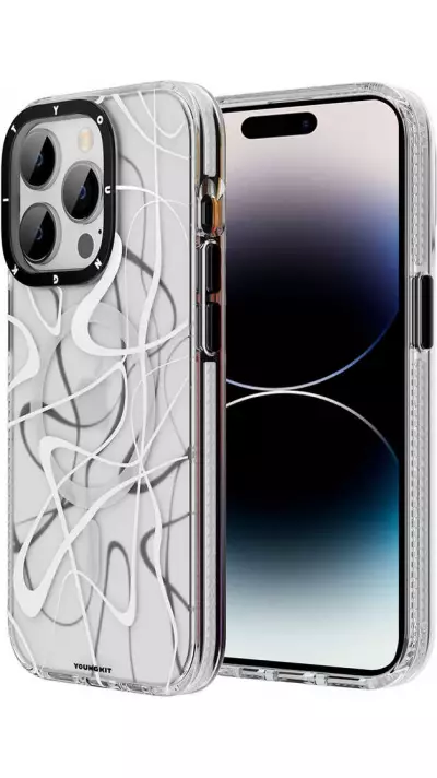 Coque iPhone 14 Pro - Youngkit Ink Series semi-transparent MagSafe - Blanc