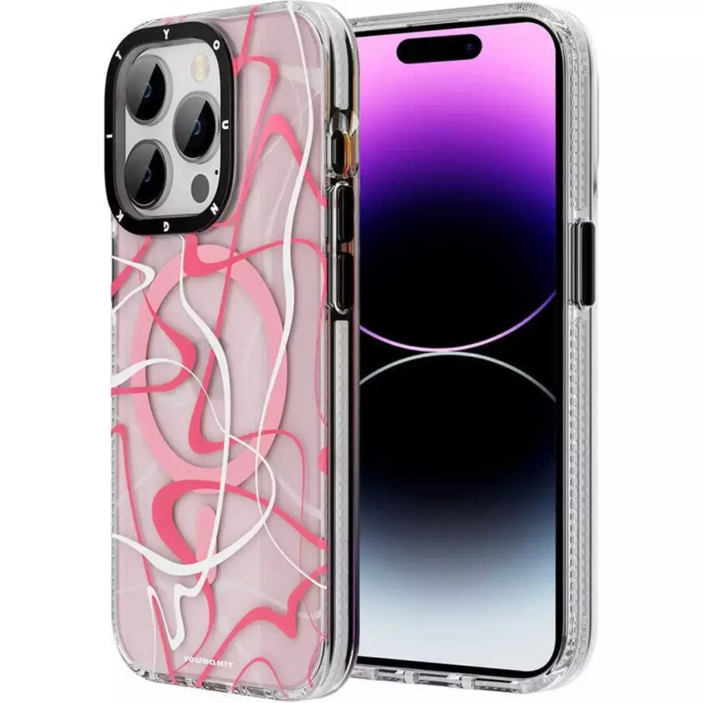 Coque iPhone 14 Pro - Youngkit Ink Series semi-transparent MagSafe - Rose