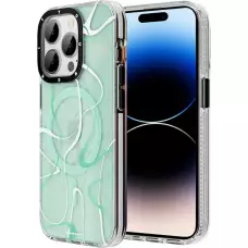 Coque iPhone 14 Pro - Youngkit Ink Series semi-transparent MagSafe - Vert
