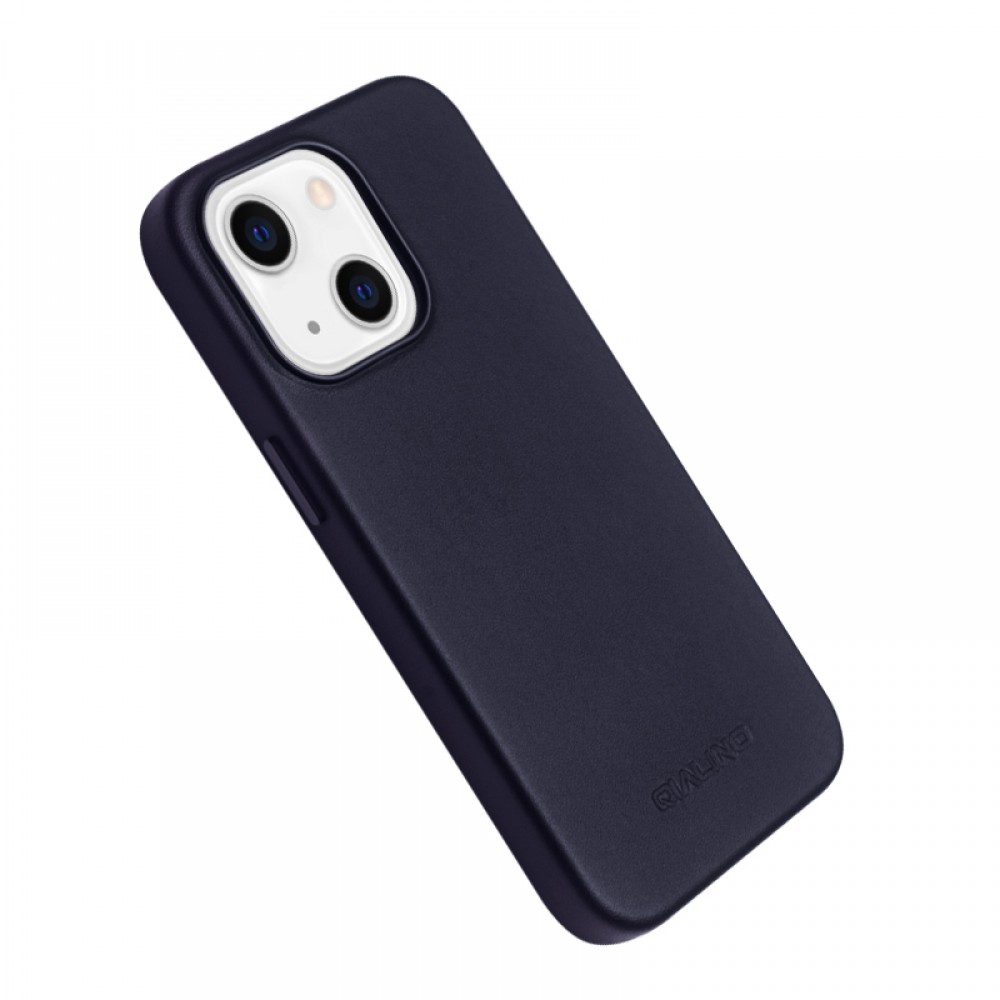 iPhone 14 Plus Case Hülle - Qialino Echtleder (MagSafe kompatibel) - Dunkelblau