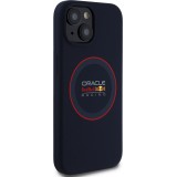 Coque iPhone 14 - Red Bull Racing MagSafe en silicone avec anneau rouge - Marine