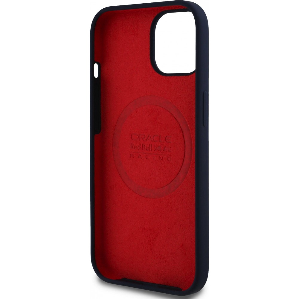 Coque iPhone 14 - Red Bull Racing MagSafe en silicone avec anneau rouge - Marine
